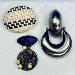 Lote de 3 Broches de Declaración Reciclados Vintage Original Joyería Arte Prendedores - Imagen 1 de 5