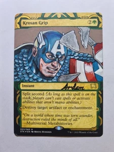 Krosan Grip Captain America Marvel Disney MAGIC GATHERING ALTERED ART HAND PAINT - Picture 1 of 12
