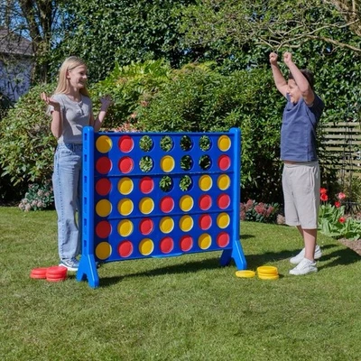 Giant Connect 4 Four in A Row Game Set 117x110cm 4 to Score Garden Game - Image 1 of 4