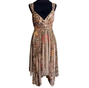Studio Y Medium Y2K boho Woodland fairy handkerchief hem tie back flirty dress - Picture 1 of 9