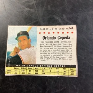 1961 Post Cereal #144 ORLANDO CEPEDA San Francisco Giants SHORT PRINT BOX Ed. ! - Picture 1 of 8