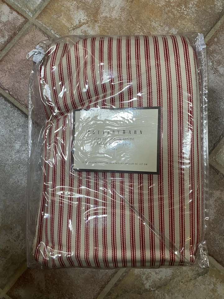 POTTERY BARN CLASSIC CRANBERRY TICKING FABRIC 10 Yards 54" Wide  - Image 1 of 1