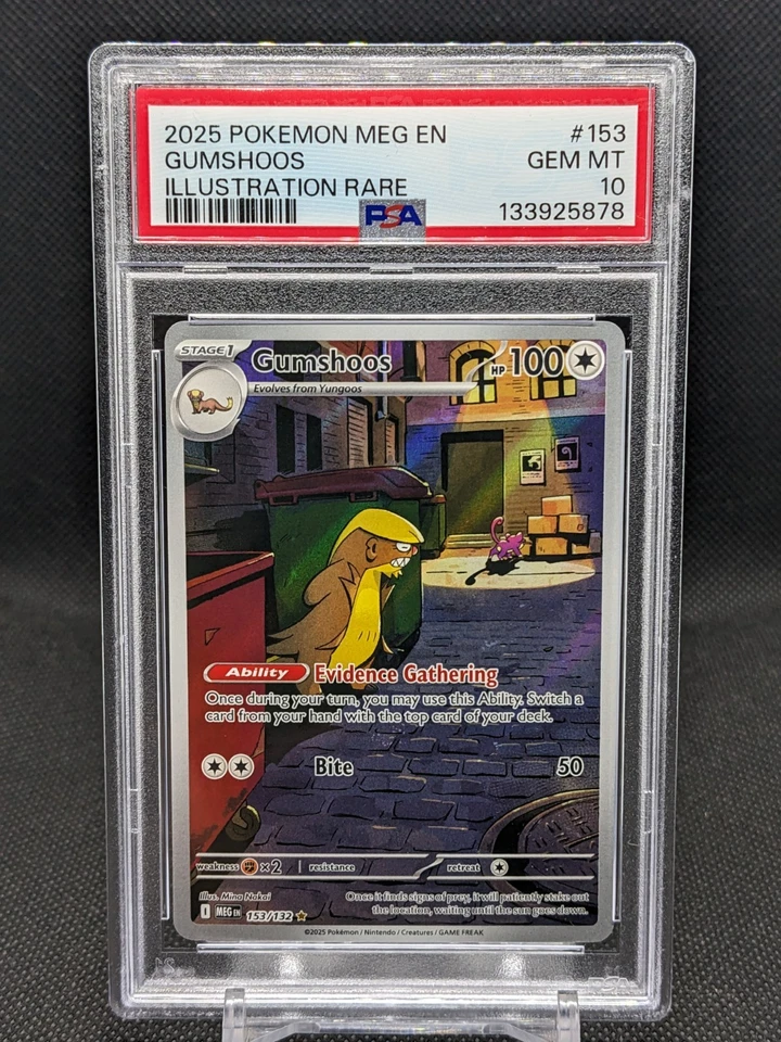 Gumshoos 153/132  PSA 10 2025 Pokemon MEG EN Illustration Rare - Image 1 of 2