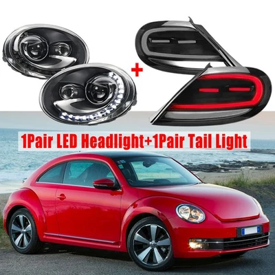 Pair LED Headlight Assembly with LED Taillights For Volkswagen VW Beetle 13-19 - Image 1 of 4
