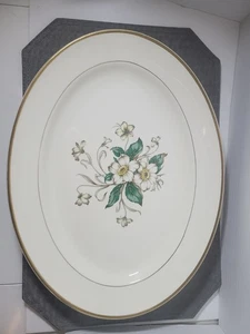Plato Edwin m Knowles Dogwood Flores Borde Oro Blanco Semi Vítreo  - Imagen 1 de 15