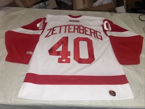 Authentic Jsa Auto Henrik Zetterberg Detroit Red Wings Jersey Men Medium Ccm Mic - Picture 1 of 9