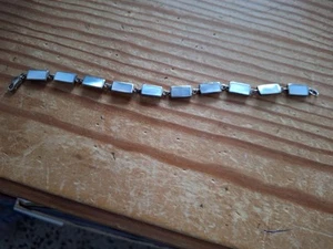 925 Rectangular Mother Of Pearl Bracelet 7.5inch - Picture 1 of 4