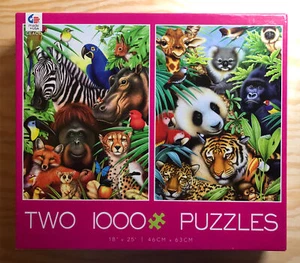 CEACO Set of 2 1000 Piece Puzzles African Jungle Scenes 18 x 25 New Open Box - Picture 1 of 2