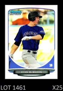 1-2013 BOWMAN CHROME DRAFT REFRACTOR RYAN McMAHON ROCKIES QTY
