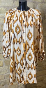 Designed & Made in Italy Damen italienische Boho Knopf Tunika Kleid 1 Größe 8-18 - Bild 1 von 7