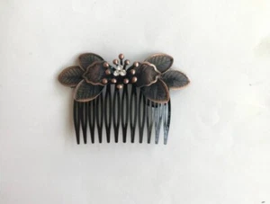 Vintage flower diamanté hair comb (copper) - Picture 1 of 1