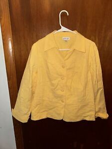 Coldwater Creek Womens Yellow Floral Blazer Jacket Size P14