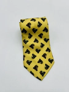 ALYNN 100% Silk Yellow Tie “Horsing Around” Made in USA 58” - Picture 1 of 6