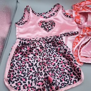 Build A Bear Workshop rot & rosa Morgenmantel und Pyjama Set rosa Tier Gepardenmuster - Bild 1 von 10