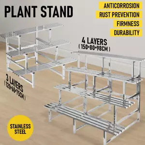 3/4 tier 120/150cm LARGE Garden Stainless Steel Pots Plant Stand Rack Chrome - Picture 1 of 12