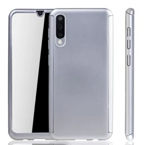 Etui Komórka Ochrona do Samsung Galaxy A50 Full Case Cover Ochrona wyświetlacza Srebrne - Zdjęcie 1 z 4