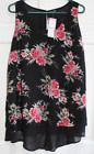 Yours Blouse Size 16 Chest 42in Chiffon Layered Sleeveless Floral black
