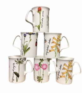 Set of 6 Fine Bone China Flower Garden Mug Set Yellow Flower Pink Flower - Picture 1 of 7