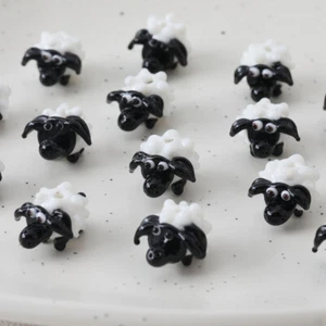 6pcs Glass Sheep Bead,Black and White Goat Glass Bead,DIY Lampwork Beads - Picture 1 of 4