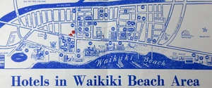 Vintage Waikiki Hawaii Hotels Map Surfrider Travel Brochure Honolulu Late 1950s - Picture 1 of 5