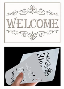 Welcome Sign Stencil Paint Furniture Wall Cardmaking Reusable Crafts Art QU43 - Picture 1 of 20