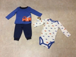 Child of Mine Infant Boys NB or 3-6M Cotton Transportation 3-Piece Set - Picture 1 of 1