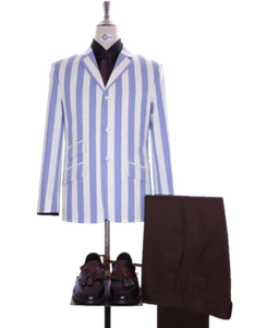 Bootsblazer | himmelblau und weiß gestreifte Jacke - Bild 1 von 6