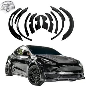 Fits 2020-2024 Tesla Model Y Glossy Black ABS Fender Flare Kit Wheel Arch Cover - Bild 1 von 11