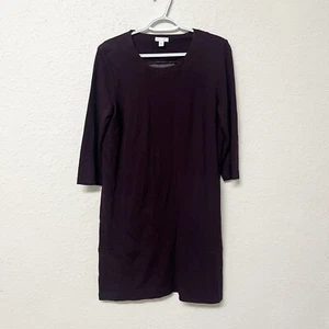 J. Jill Plum Purple Herringbone Ponte Shift Dress Stretch Size S Petite - Picture 1 of 8