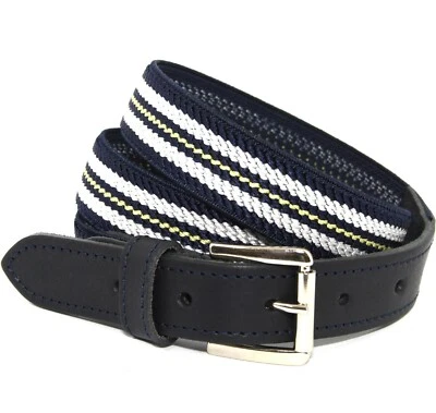 Cintura Elastica Uomo vera Pelle Blu Cinta Donna in Cuoio Sportiva di da 2,5 cm - Immagine 1 di 4
