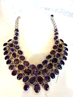 Magnífico Collar Estate Amatista y Plata de Ley 400+Cts Am 200+ Gms 925 Foto 1 de 4