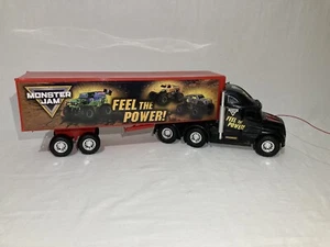 Feel the Power Semi Truck Hauler Trailer Toy Hot Wheels Monster Jam 16” x 4” - Picture 1 of 12