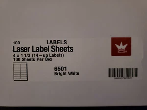 Laser Label Sheets - 4 x 1 1/3 Length 1400 / Box - Picture 1 of 3