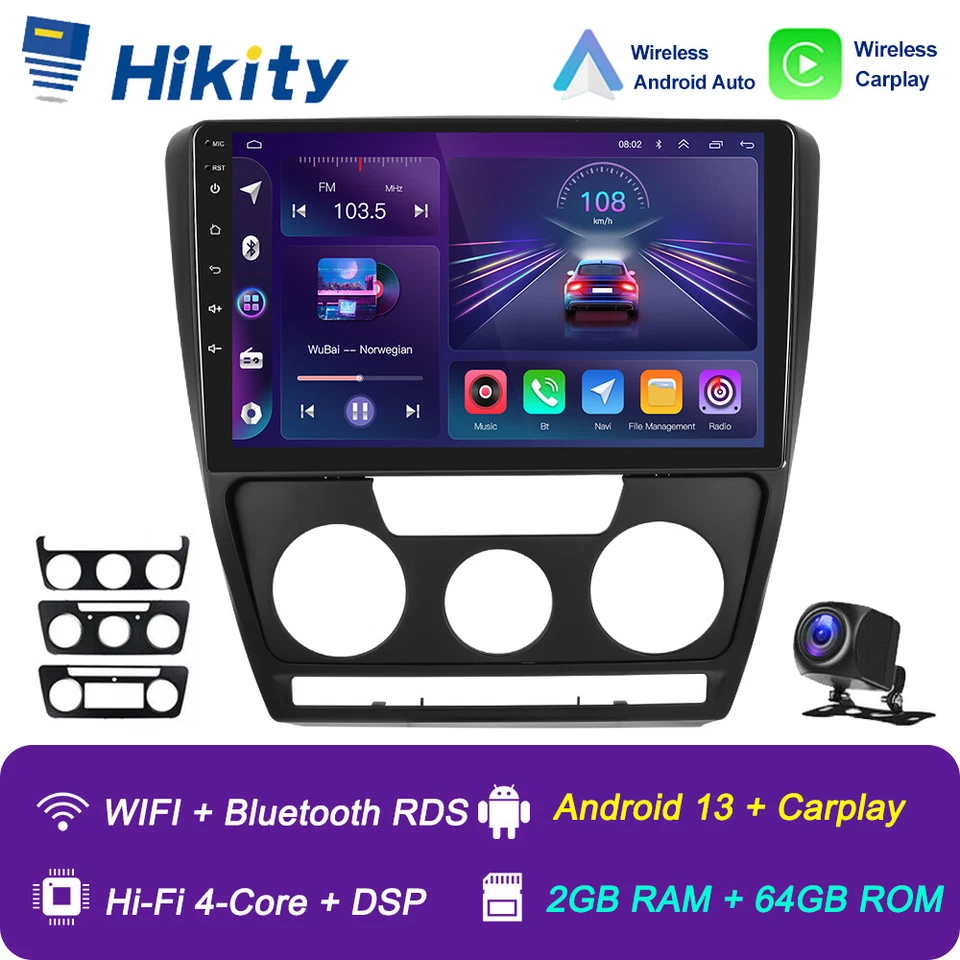 64GB Android 15 Carplay Autoradio für Skoda Octavia 2 1Z3 1Z5 2008-2013 GPS Navi - Bild 1 von 4