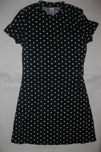Shein girls 12-13yrs kawaii 80s aesthetic polka dot short sleeve dress black nip - Picture 1 of 4