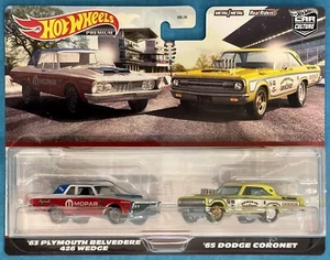HOT WHEELS 2023 PREMIUM TWIN PACK - '63 PLYMOUTH BELVEDERE & '65 DODGE CORONET - Picture 1 of 2