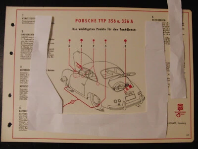 Shell Schmierplan PORSCHE Typ 356 u. 356 A Schmieranweisung Serviceplan 1959 - Bild 1 von 2