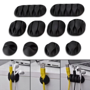 10Pcs Cable Drop Clip Desk Wire Tidy Organiser Cord Lead USB Charge Holder Fixer - Photo 1/7