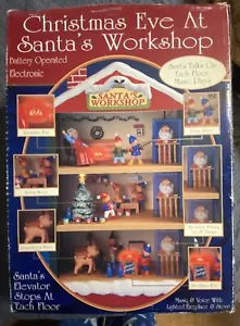 Vintage Christmas Eve Santa's Workshop NEW & TESTED Motion Lights Music Voice - Picture 1 of 13