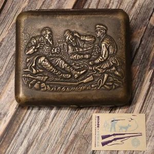 Portasigarette vintage Melchior Artel POBEDA URSS anni '30 cacciatori resto, alcol🌳 - Foto 1 di 15