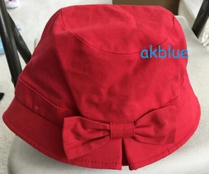 NWT TALBOTS RED Lined Canvas Crushable Bucket Cloche Hat Bow Trim O/S CUTE!! - Picture 1 of 4
