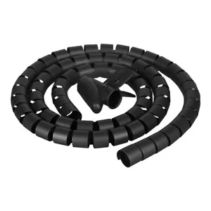 Cable Tidy 2Meter Black Wire Organizing Kit, Spiral Wrap FOR PC TV HOME OFFICE - Picture 1 of 6