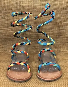Free People Havana Gladiator Wire Wrap Sandals Blue Yellow Orange~7 - 7.5 - Picture 1 of 11