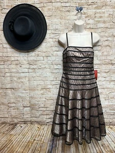 JS Collections Sleeveless nude with black Lace cocktail Dress Women’s 10 - NWT - Picture 1 of 6