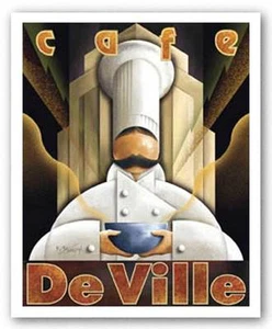 COFFEE ART PRINT Cafe De Ville Michael Kungl - Picture 1 of 1