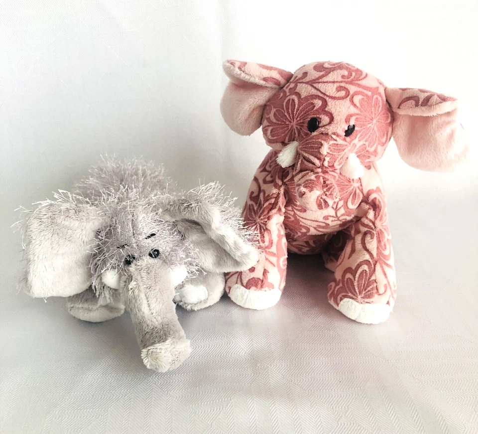 2 Ganz Webkinz Elephant Virtual Pet Plush Stuffed Animal No Code HM 458 HM 007 - Image 1 of 4