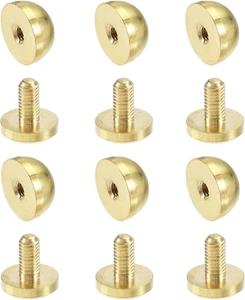 12X7Mm round Studs Rivet Purse Handbag Feet Spike Brass Leather Craft Screw Back - Picture 1 of 5