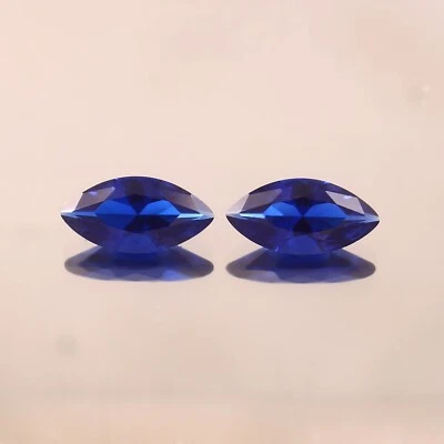 AAA Natural Ceylon Blue Spinel Loose Marquise Gemstone Cut Matched Pair 10x5 MM Foto 1 de 4