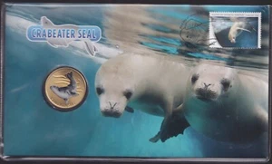 Moneda de 1 dólar Crabeater Seal Australia 2018 PNC con color Tuvalu - Imagen 1 de 3