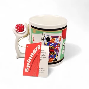 Spinners Dice Gamble Casino Coffee Mug Roulette Cards 12 oz Tea Cup - Picture 1 of 13